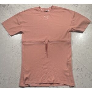 Puma Her Tee Dress Womens Medium Blush Pink Short Sleeve Athletic Casual Logo